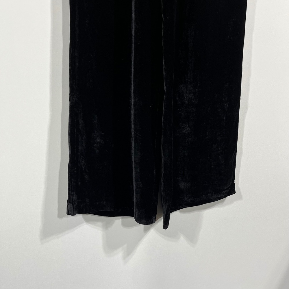 Reformation Black Velvet Silk Wide Leg High Rise Trousers Belt Loops‎ Womens 0 - Picture 13 of 16